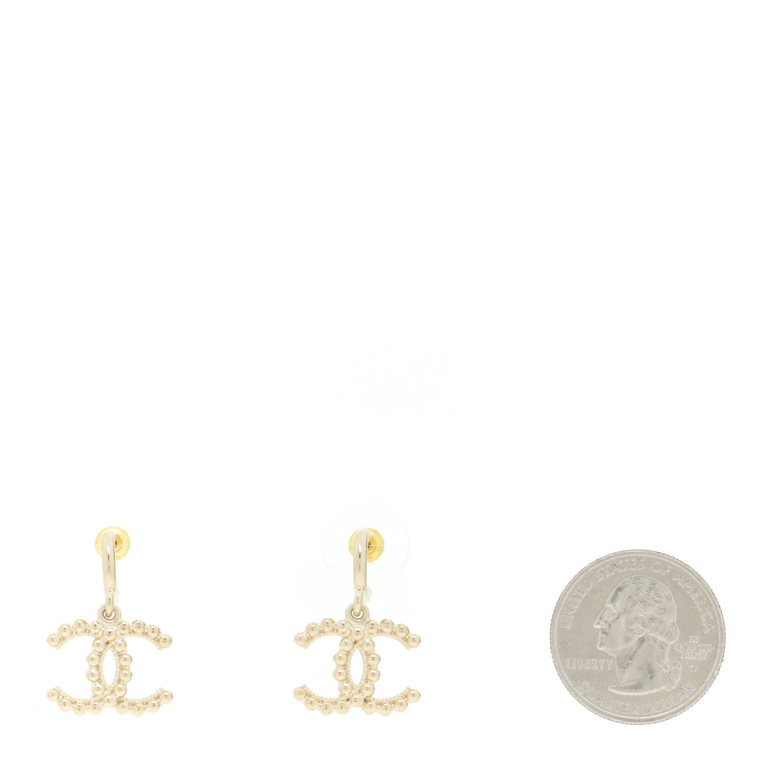 Chanel Metal Bead CC Drop Earrings Gold 2 of 5
