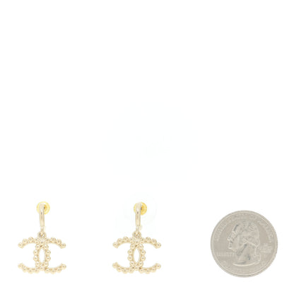 Chanel Metal Bead CC Drop Earrings Gold 2 of 5