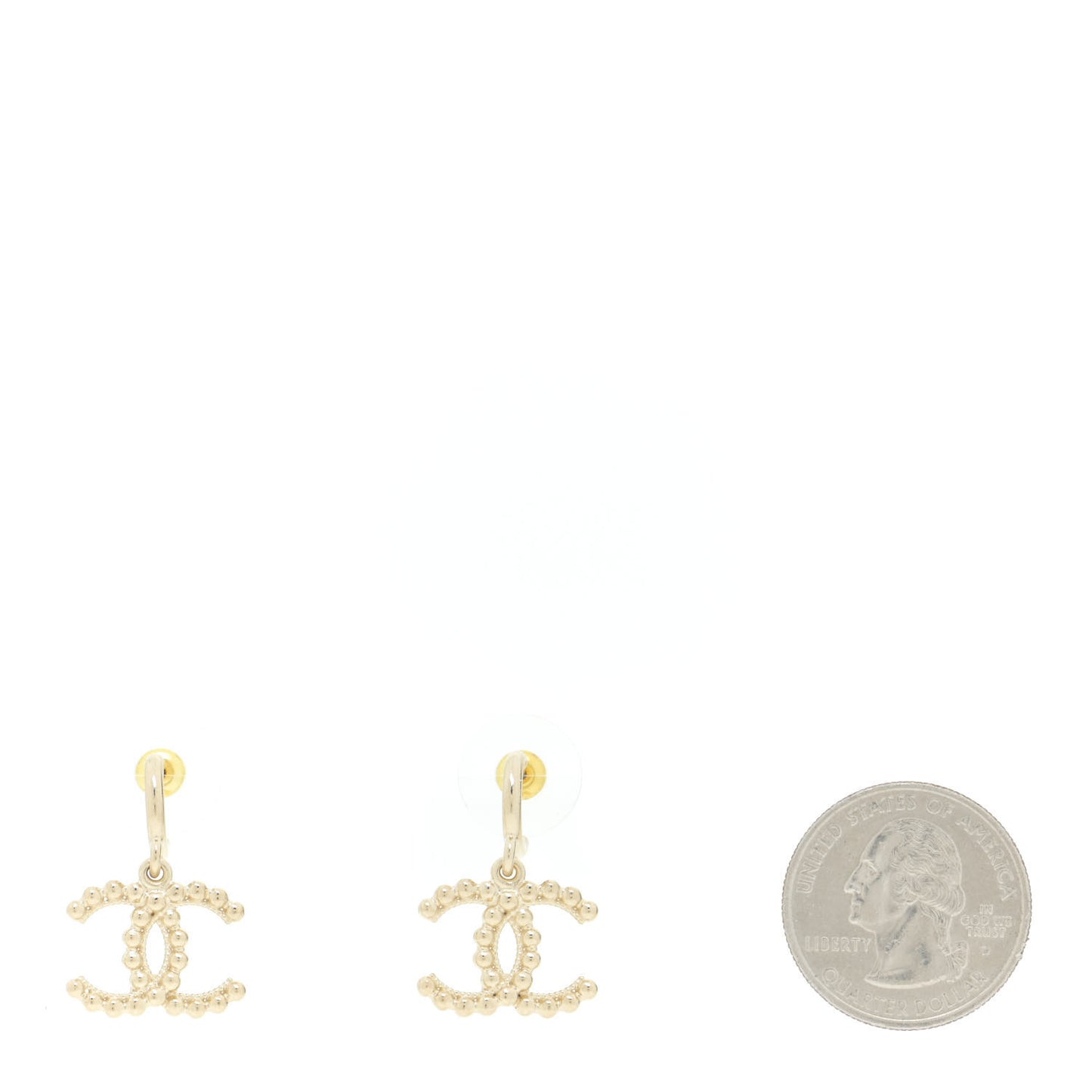 Metal Bead CC Drop Earrings Gold