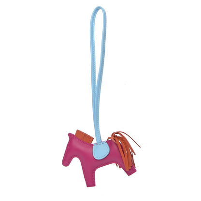 Hermes Milo Lambskin Grigri Rodeo Horse Bag Charm PM Rose Pourpre Cornaline Celeste 1 of 5