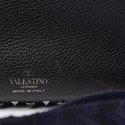 Valentino Garavani Stampa Alce Calfskin Medium Guitar Strap Rockstud Rolling Reversible Tote Black 12 of 19