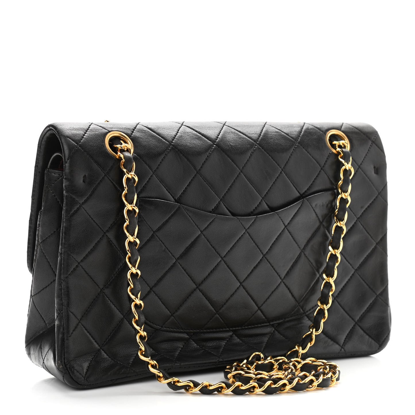 Lambskin Quilted Medium Double Flap Black