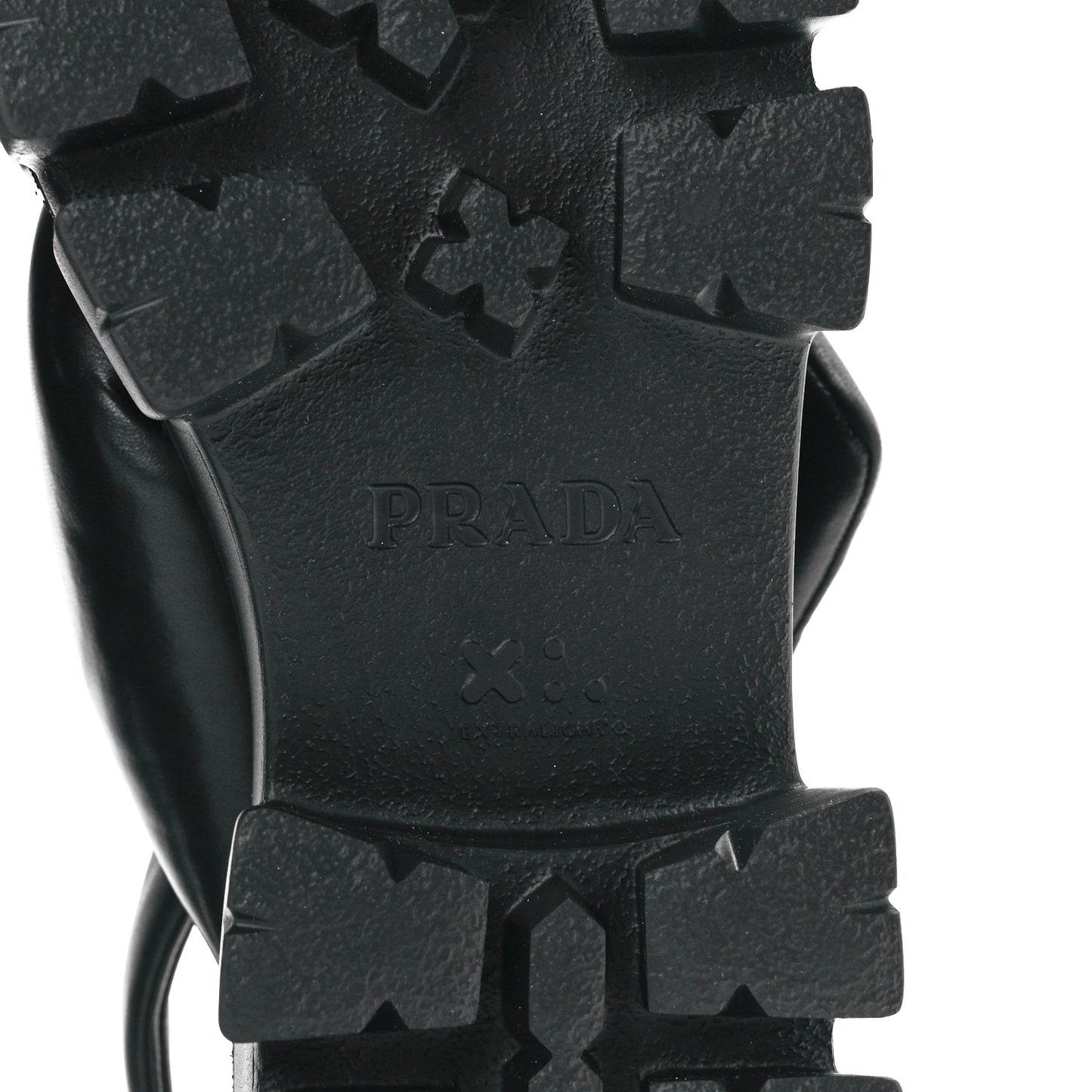 Nappa Soft Metal Triangle Logo Padded Monolith 55mm Slingback Sandals 41 Black