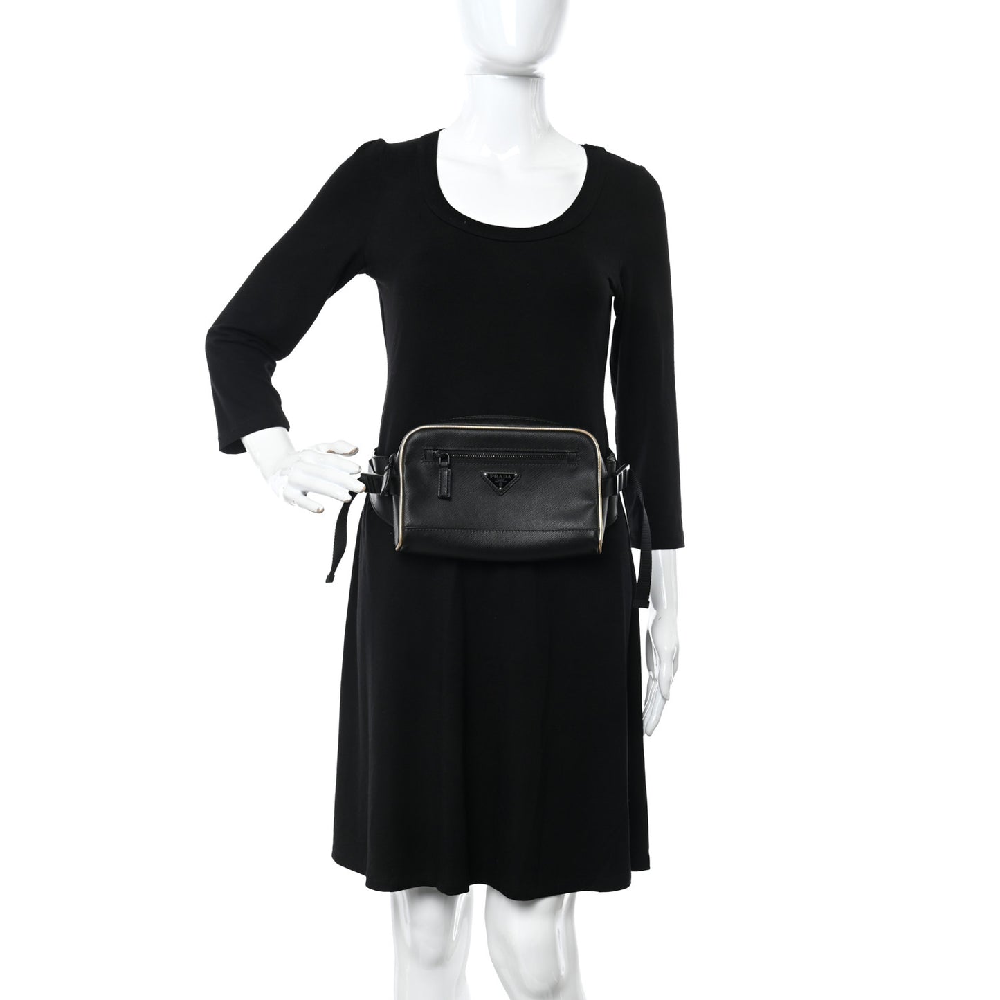 Saffiano Travel Belt Bag Black Platino