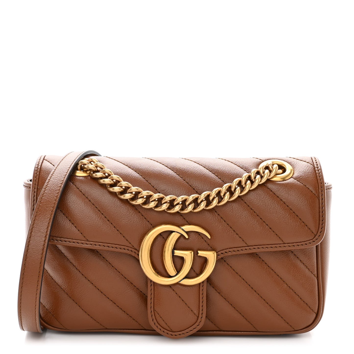 Azalea Calfskin Matelasse Diagonal Mini GG Marmont Shoulder Bag Cuir