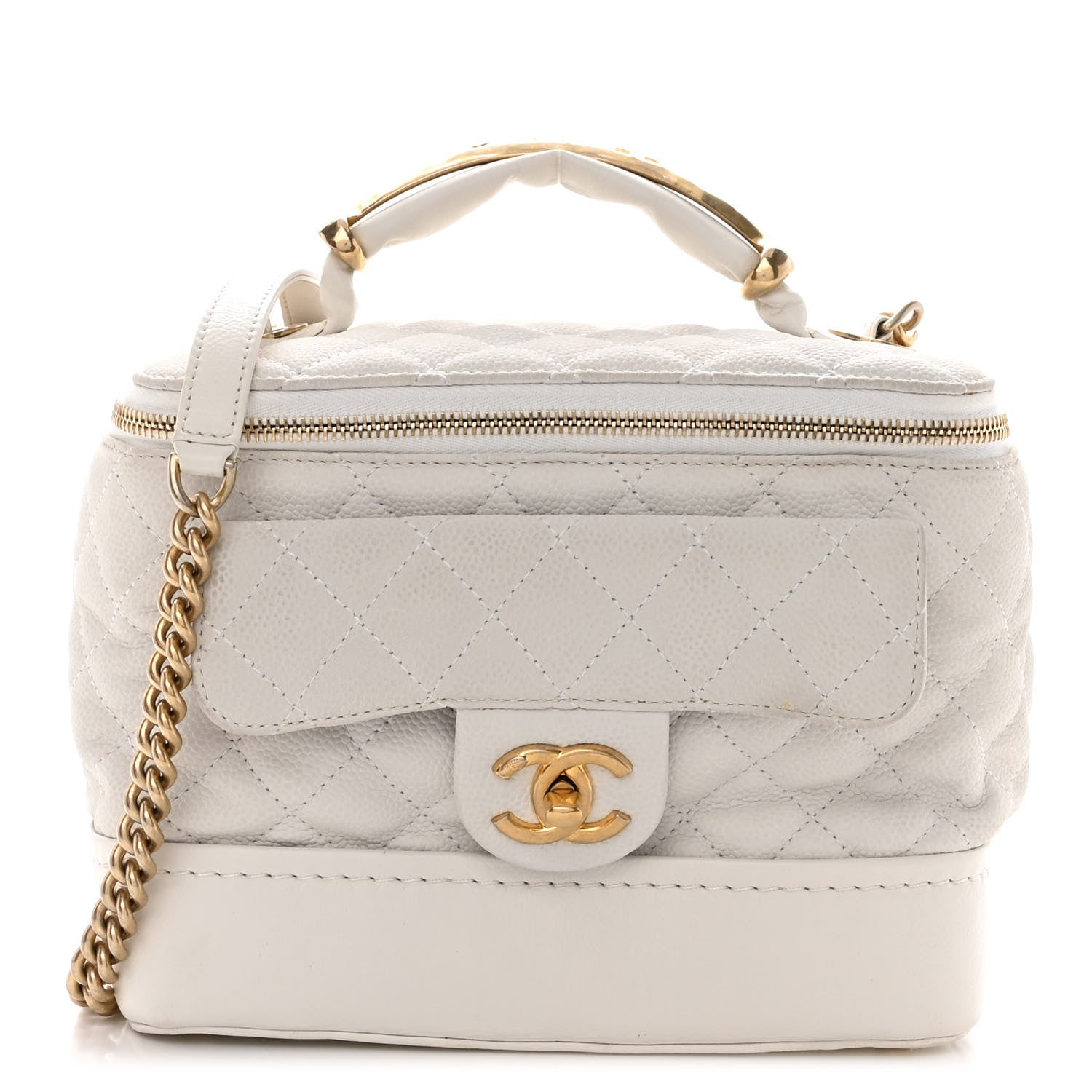 Chanel Iridescent Grained Calfskin Globe Trotter Vanity Case White 1 of 12