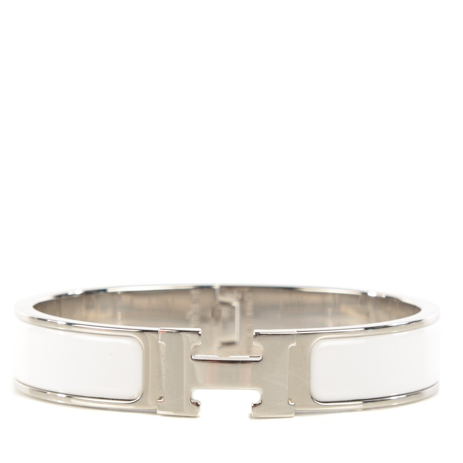 Hermes Enamel Narrow Clic Clac H Bracelet PM White 1 of 5
