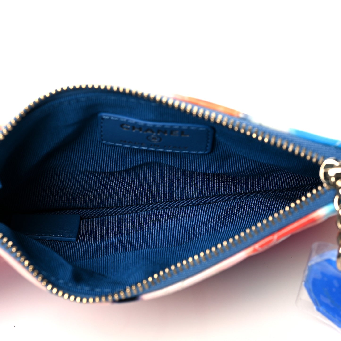 Patent Calfskin Printed Quilted Small Cosmetic Case Multicolor