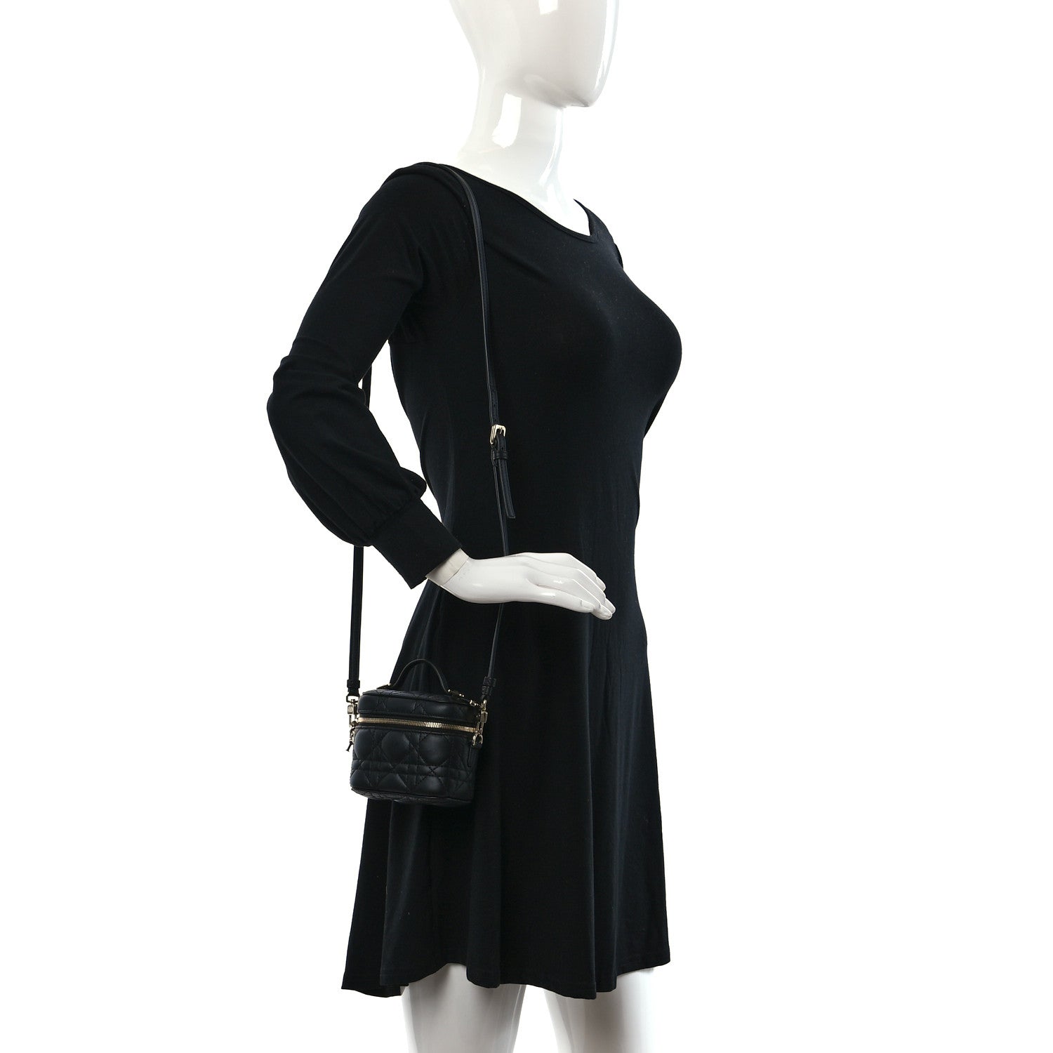 Christian Dior Lambskin Cannage Micro Lady Dior Vanity Case Black 2 of 9