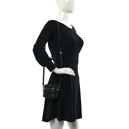 Christian Dior Lambskin Cannage Micro Lady Dior Vanity Case Black 2 of 9