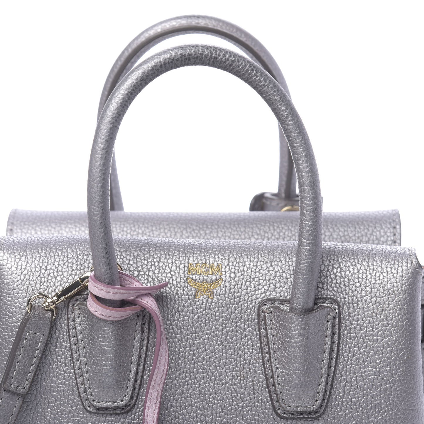 Metallic Grained Calfskin Mini Milla Tote Spike Silver