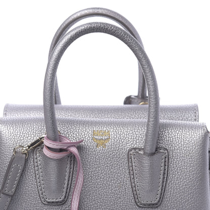 MCM Metallic Grained Calfskin Mini Milla Tote Spike Silver 7 of 15
