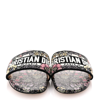 Christian Dior Canvas Embroidered Dway Mules Slide Sandals 41 Black Multicolor 3 of 9