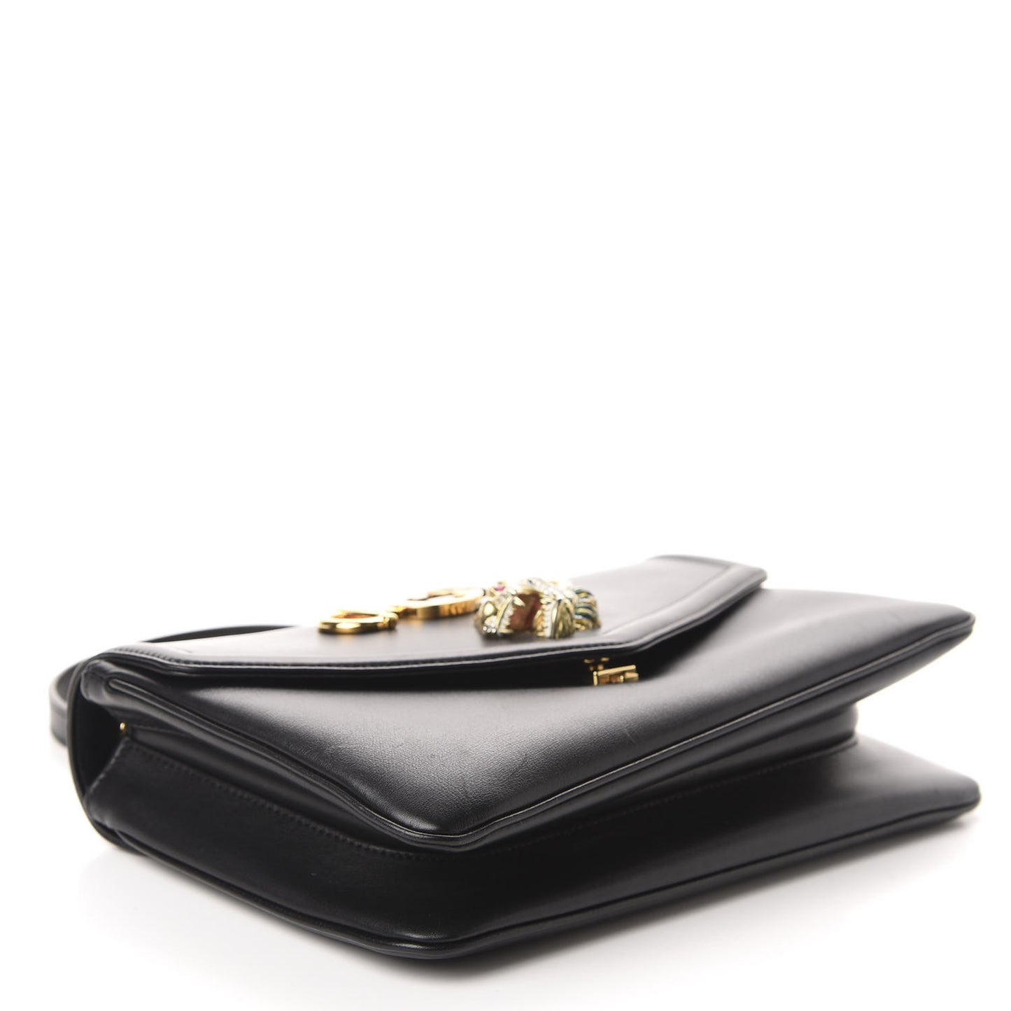 Vitello Palmellato Lux Crystal Medium Rajah Shoulder Bag Black