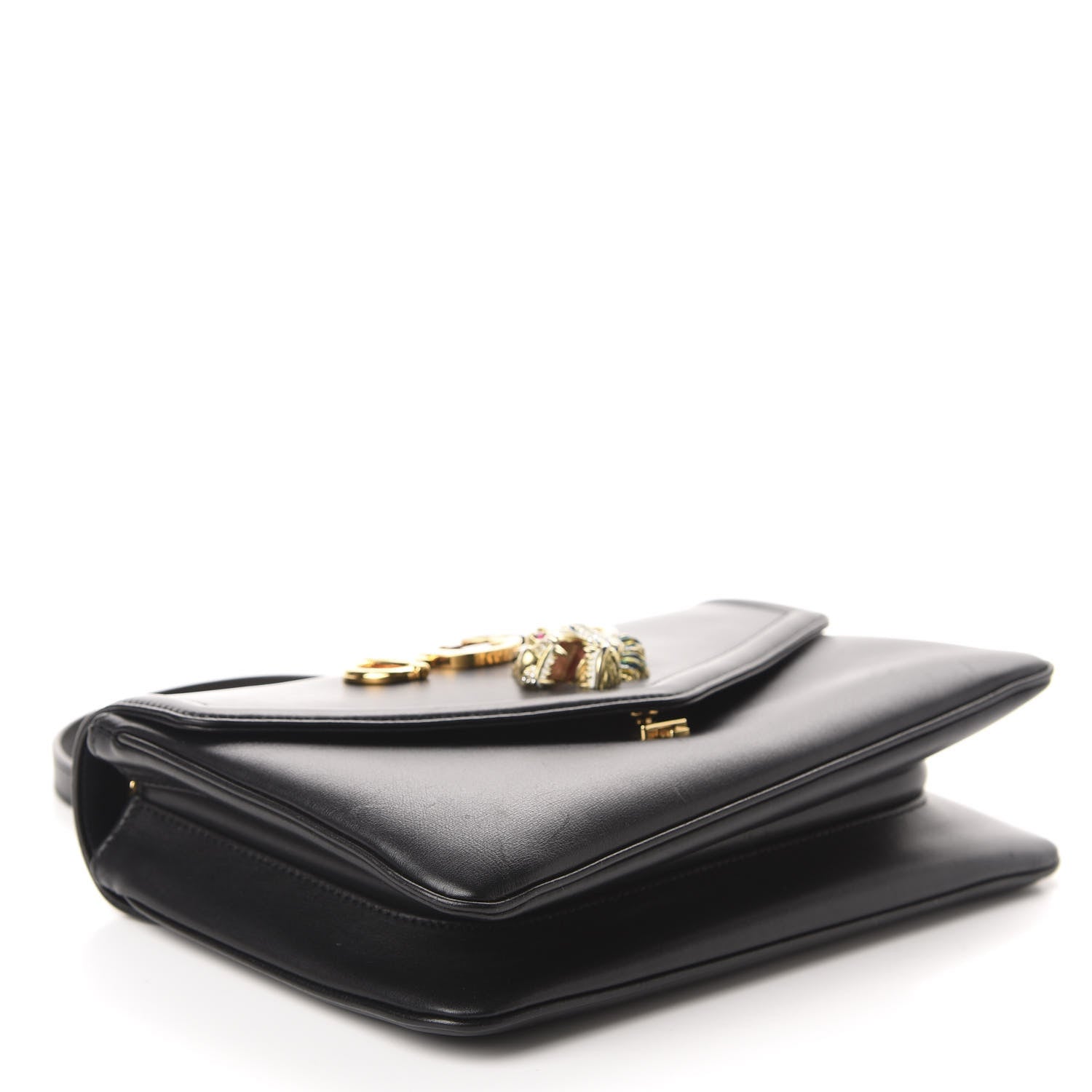 Gucci Vitello Palmellato Lux Crystal Medium Rajah Shoulder Bag Black 4 of 12