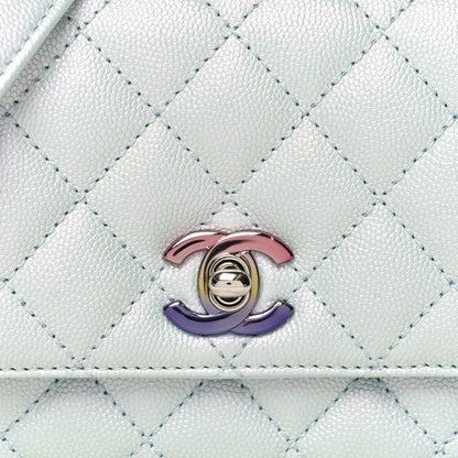 Chanel Iridescent Caviar Quilted Extra Mini Coco Handle Flap Light Blue 8 of 11