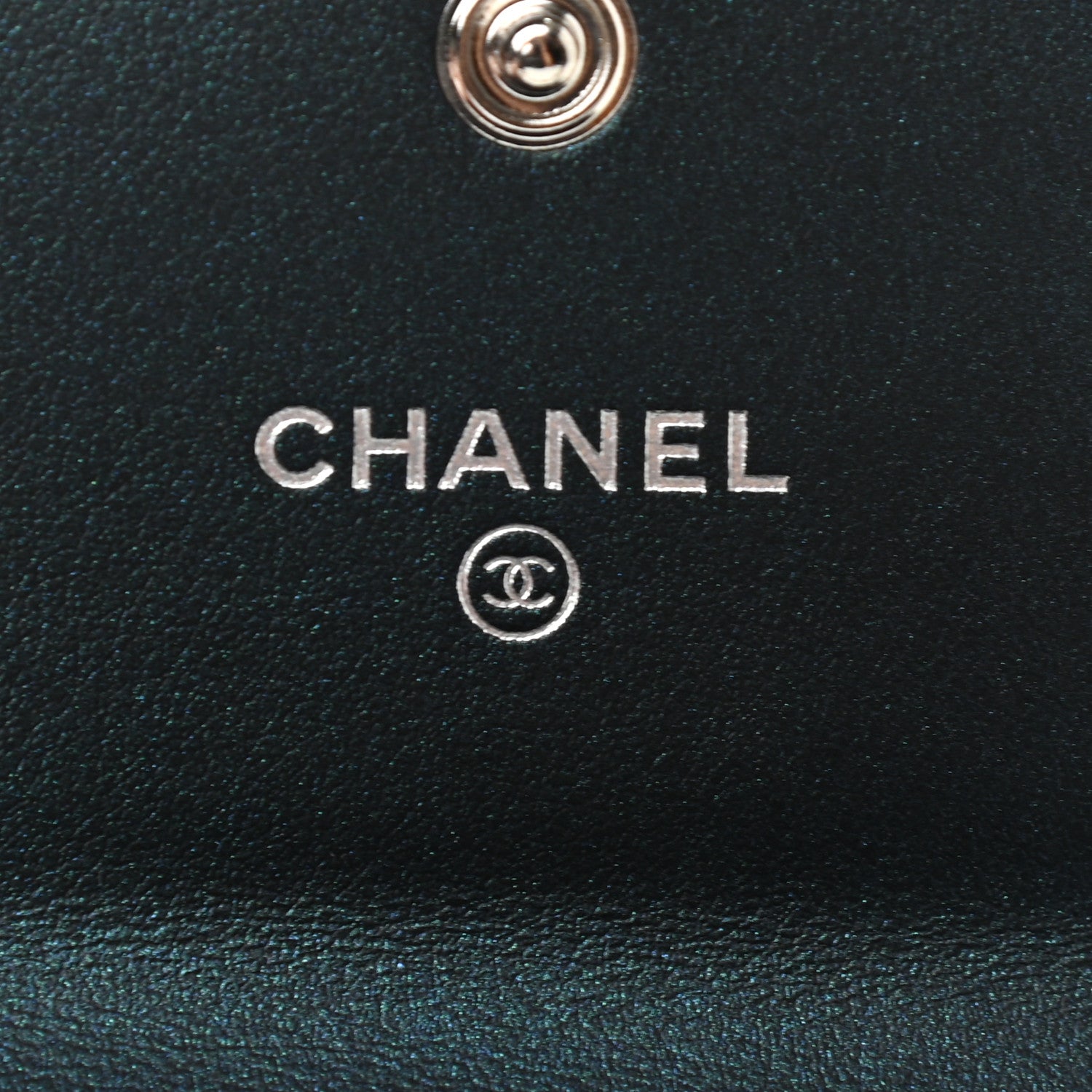 Chanel Iridescent Caviar Quilted Filigree Flap Card Holder Dark Turquoise 6 of 10