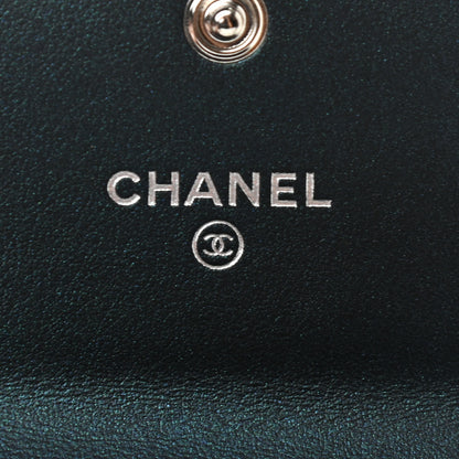 Chanel Iridescent Caviar Quilted Filigree Flap Card Holder Dark Turquoise 6 of 10