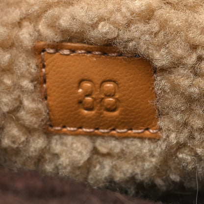 Gucci Shearling Interlocking G Womens Elea Platform Slide Wedge Sandals 38 Butterscotch Cocoa 6 of 8