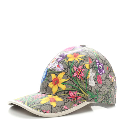 Gucci GG Supreme Flora Claudia Baseball Hat 57 M White 1 of 11