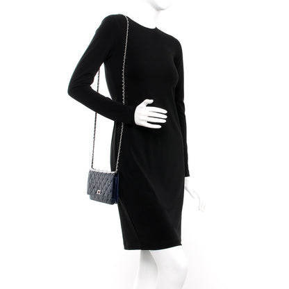 Chanel Patent Calfskin Quilted Reissue Wallet On Chain WOC Dark Navy Blue 2 of 9