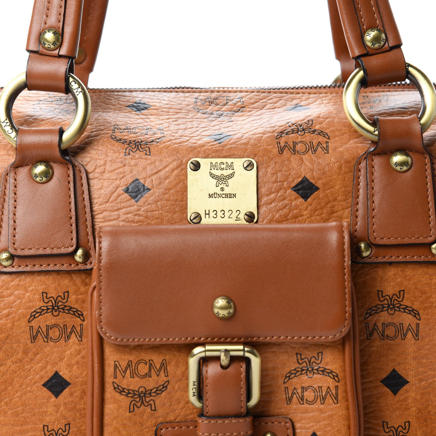 MCM Visetos Small Boston Bag Cognac 18 of 18
