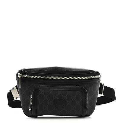 Gucci GG Supreme Monogram Textured Calfskin Retro Interlocking G Belt Bag Black 1 of 10