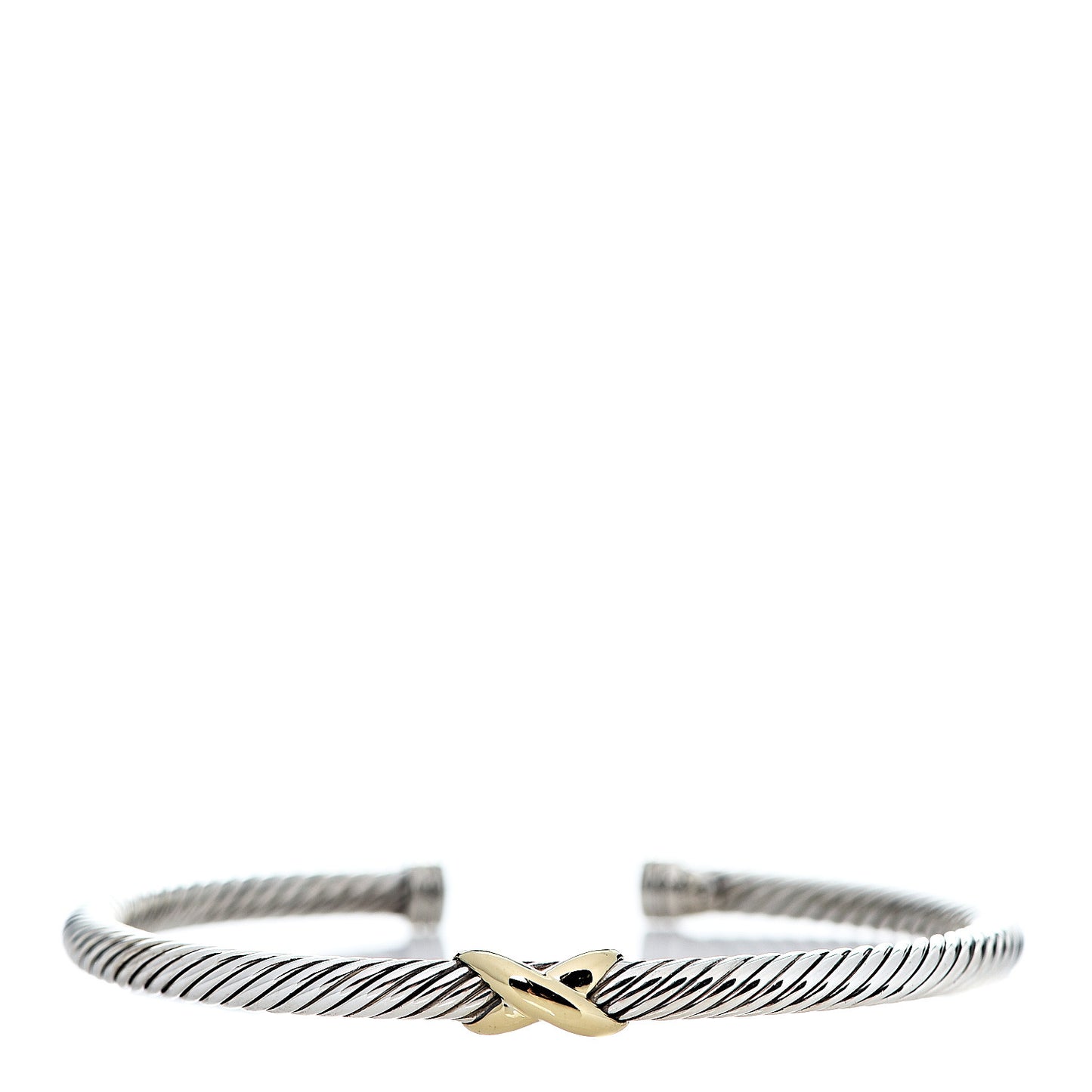 Sterling Silver 18K Yellow Gold 4mm X Station Cable Bracelet