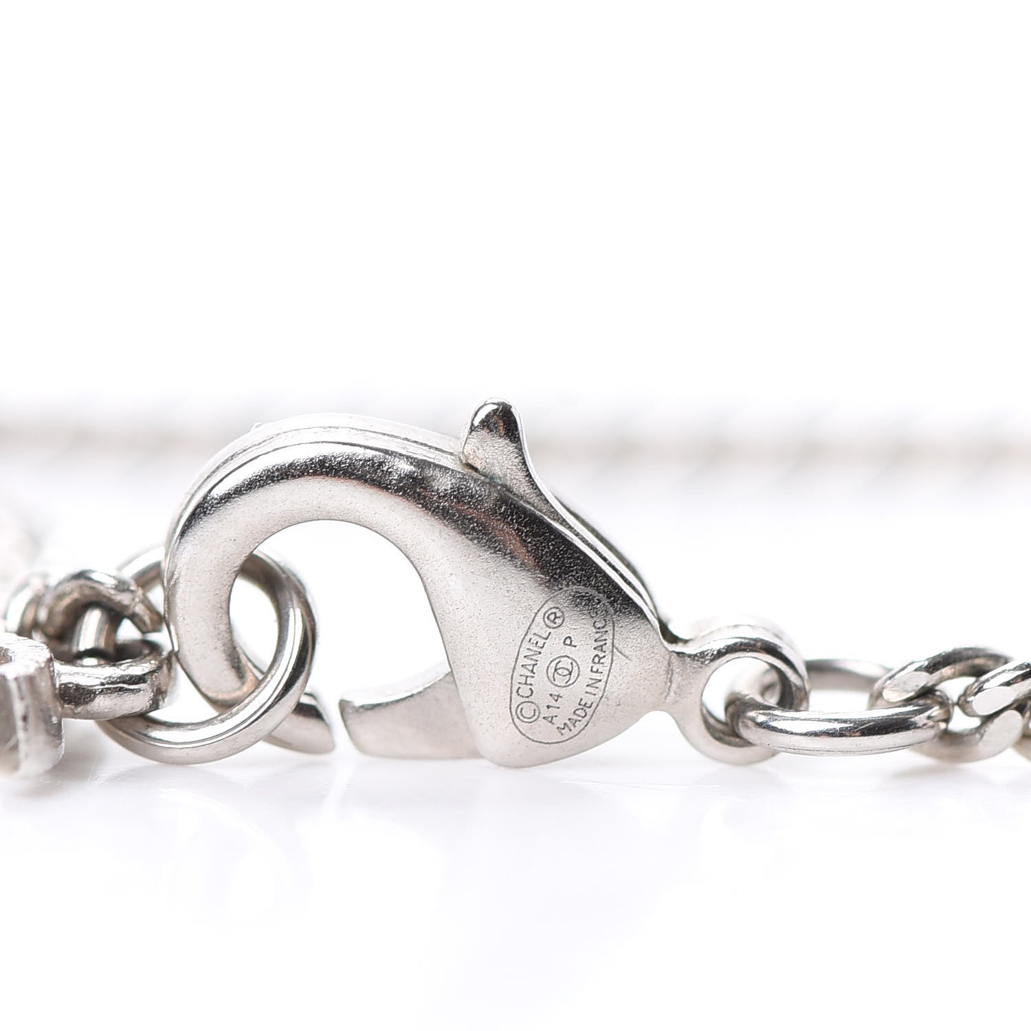 Chanel Crystal Large CC Necklace Silver 4 of 4