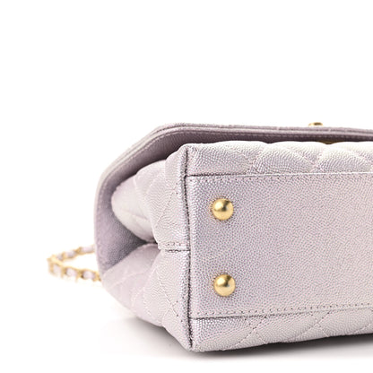 Chanel Metallic Caviar Quilted Mini Coco Handle Flap Light Pink 9 of 11
