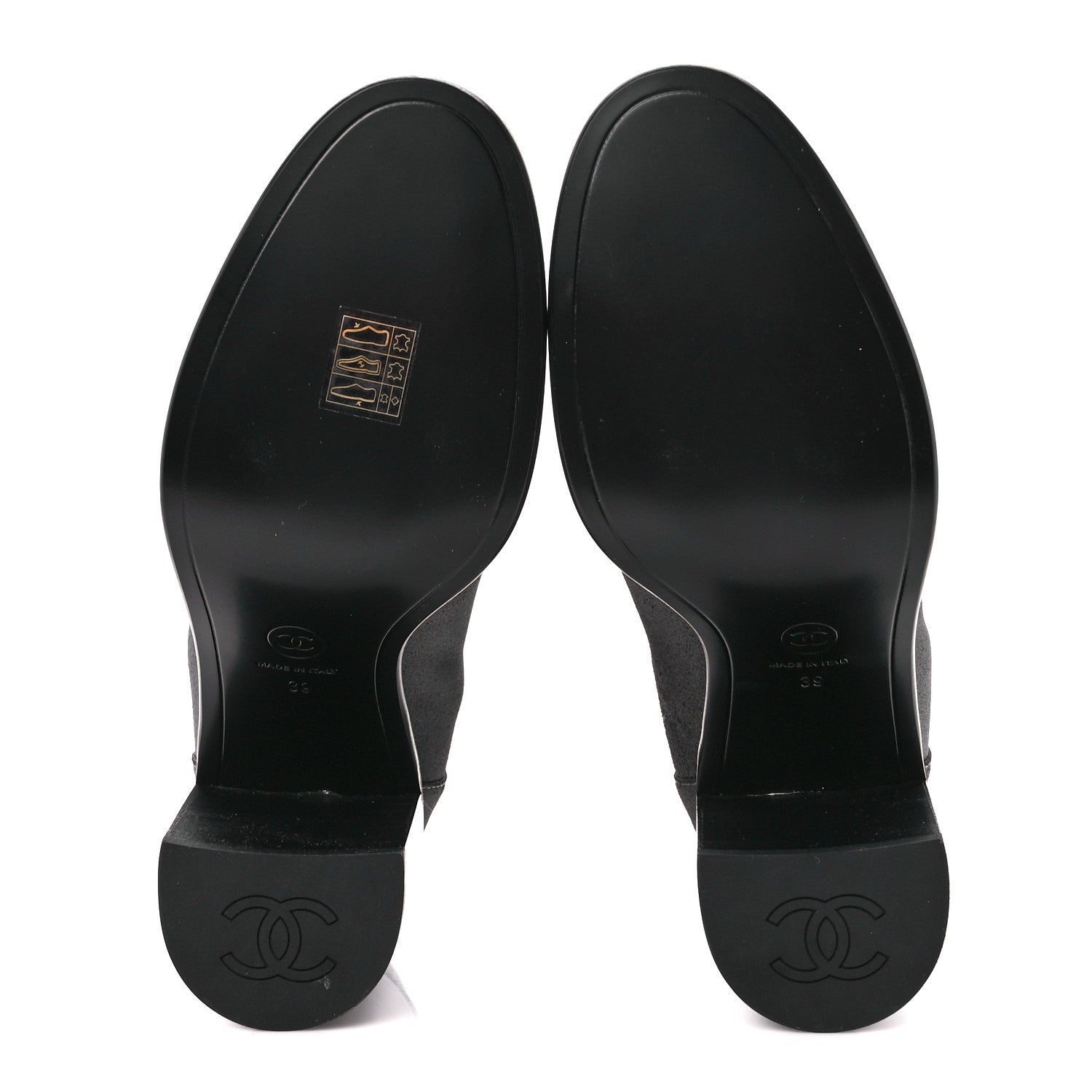 Chanel Suede Kidskin Patent Cap Toe Interlocking CC Ankle Boots 39 Dark Silver Black 5 of 10