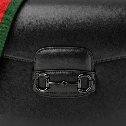 Gucci Azalea Calfskin Web Monochrome Horsebit 1955 Shoulder Bag Black 7 of 12
