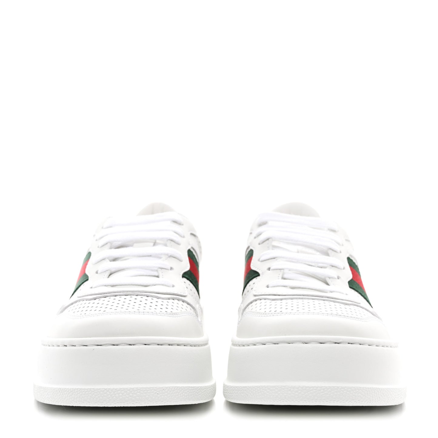 Calfskin Web Perforated Womens Platform 55mm Sneakers 38.5 White Bright Splash