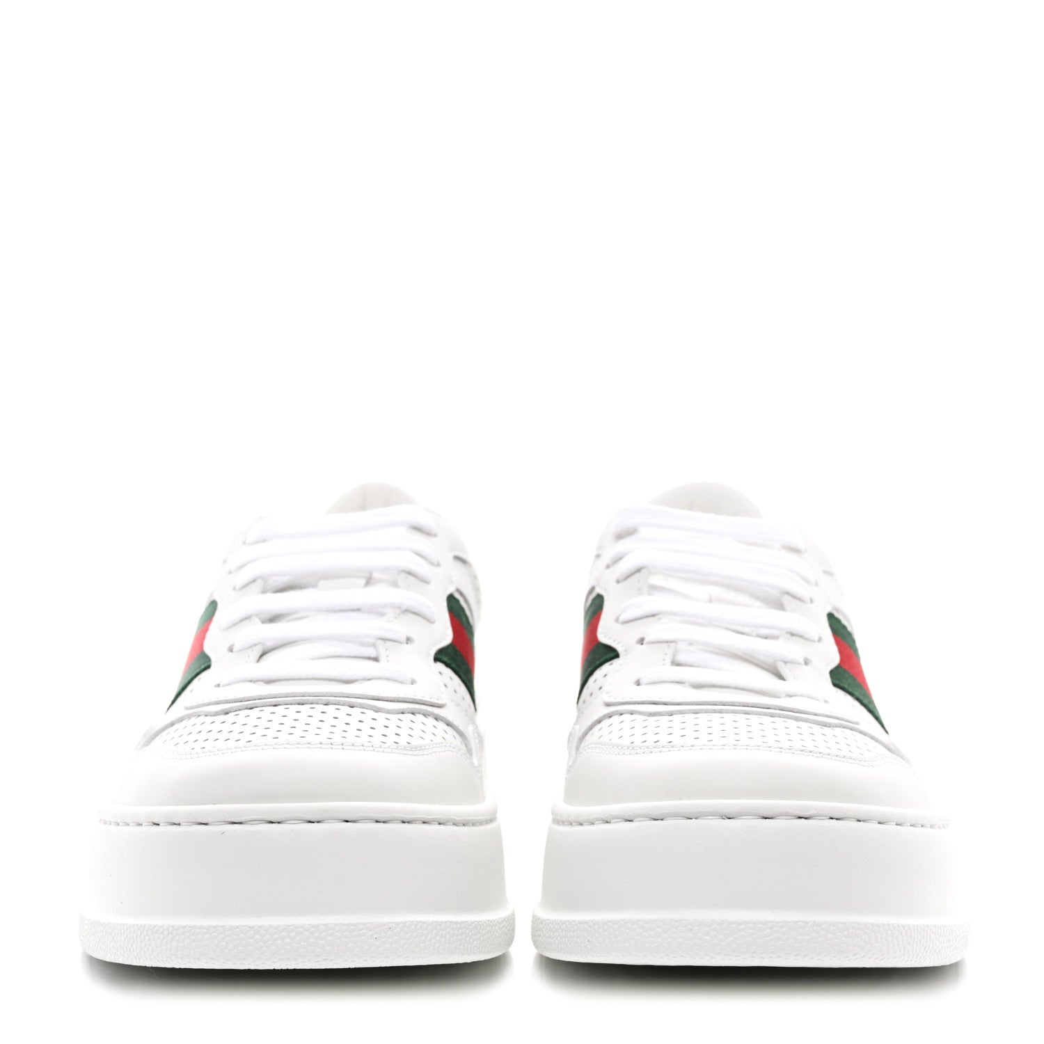 Gucci Calfskin Web Perforated Womens Platform 55mm Sneakers 38.5 White Bright Splash 2 of 10