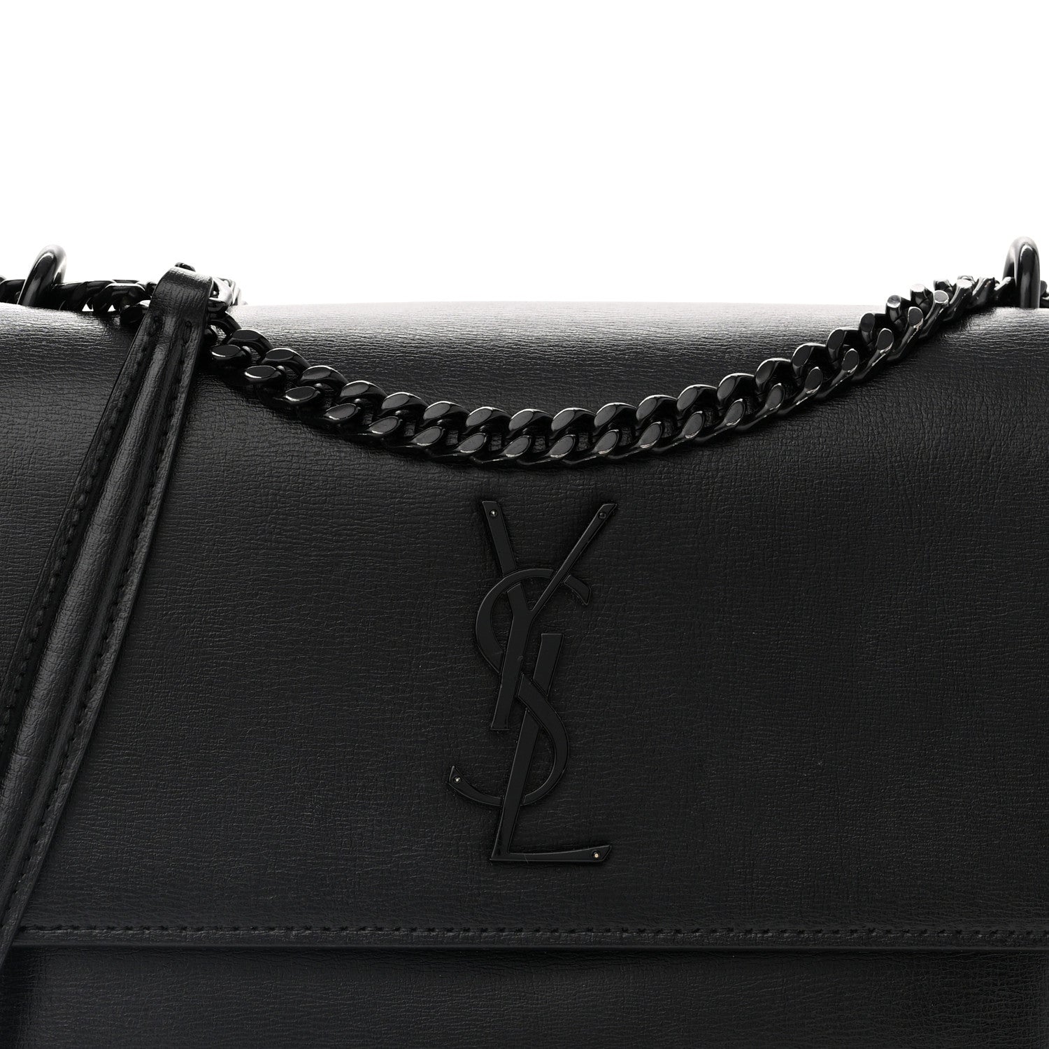 Saint Laurent Calfskin Medium Monogram Monochrome Sunset Black 7 of 9