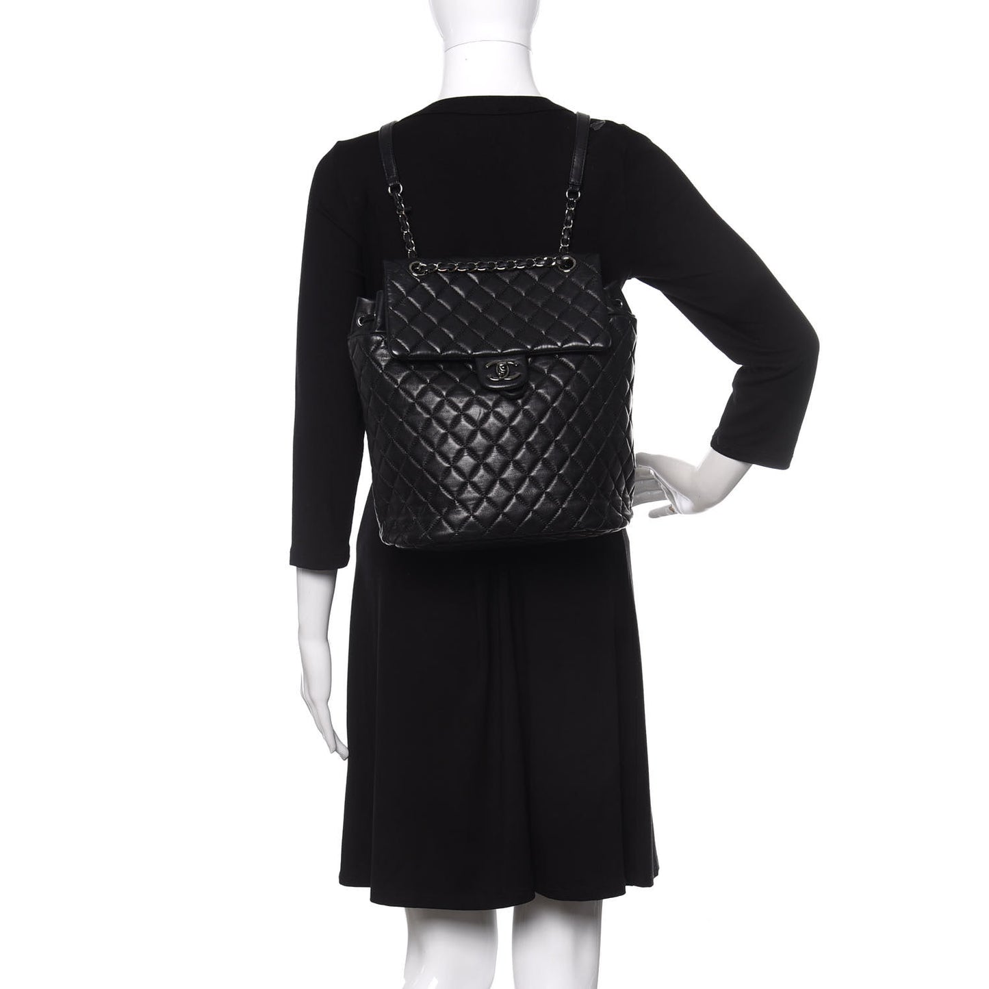 Lambskin Quilted Large Urban Spirit Backpack Black