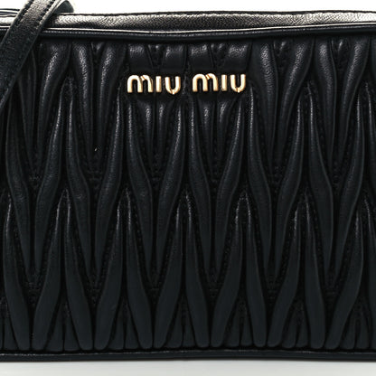 Miu Miu Nappa Matelasse Double Zip Pochette Clutch Black 9 of 14