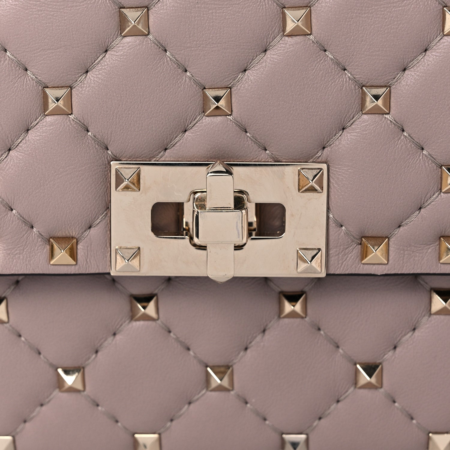 Valentino Garavani Lambskin Rockstud Spike Wallet on Chain Poudre 11 of 11