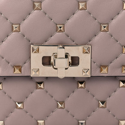 Valentino Garavani Lambskin Rockstud Spike Wallet on Chain Poudre 11 of 11