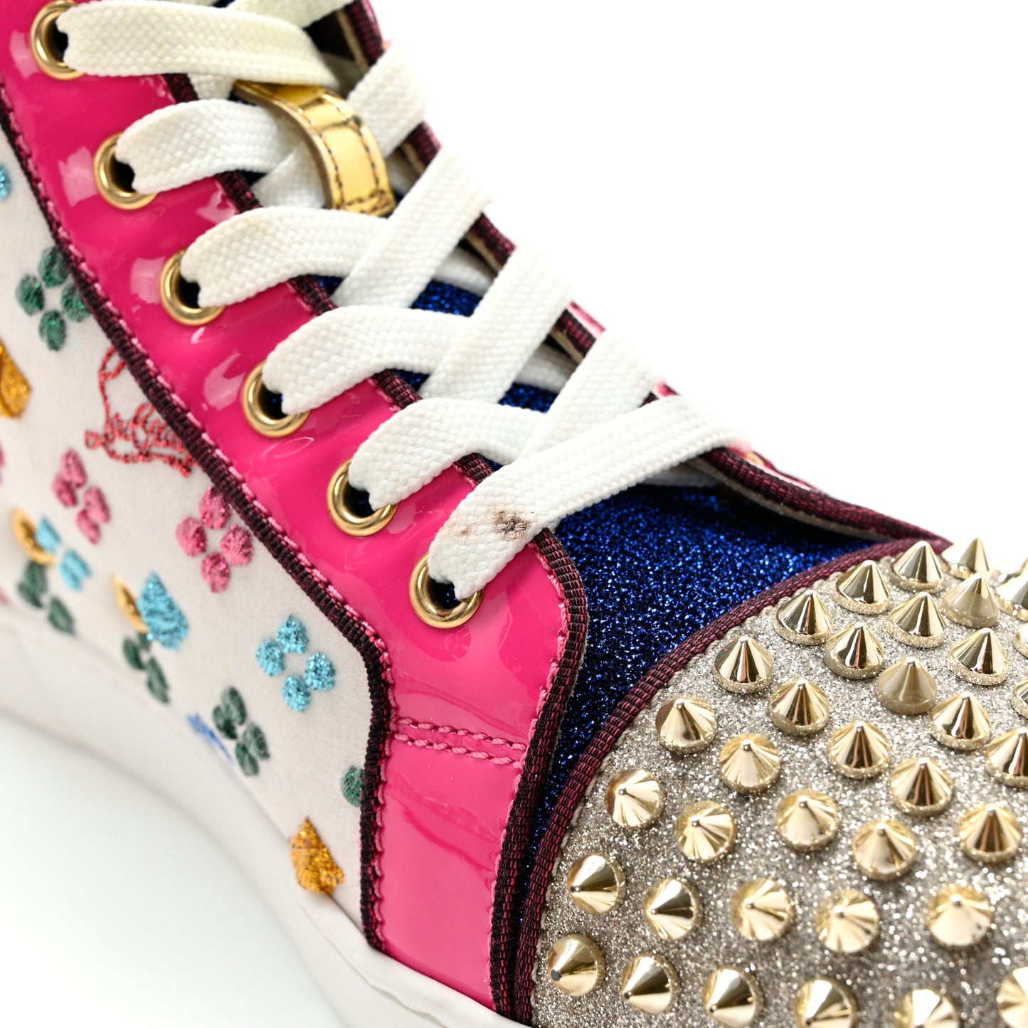 Calfskin Louis Spikes Flat Sneakers 38 Multicolor