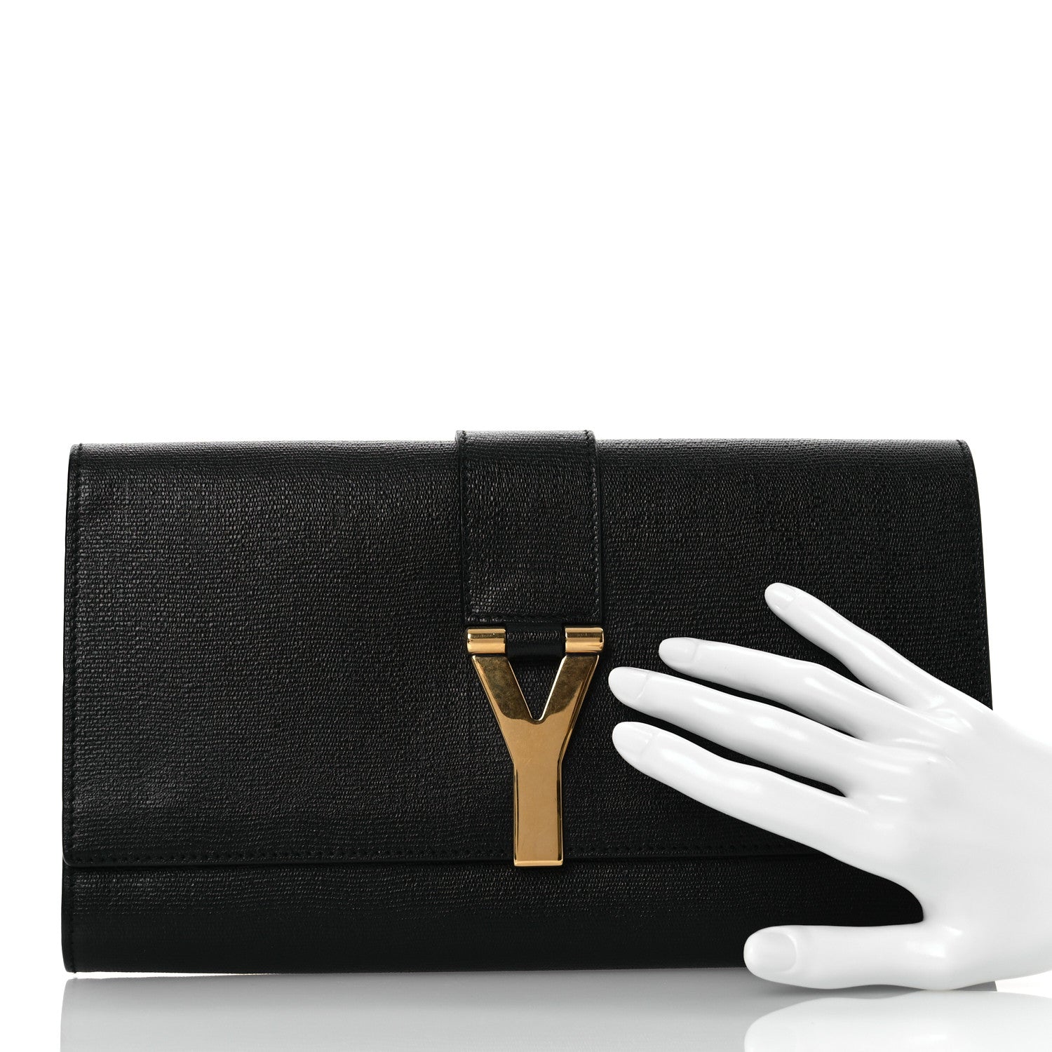 Saint Laurent Textured Calfskin Classic Y Ligne Clutch Black 2 of 10