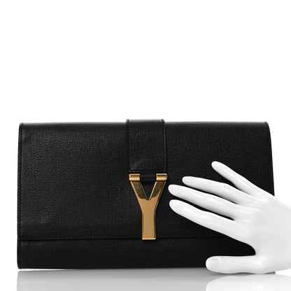 Saint Laurent Textured Calfskin Classic Y Ligne Clutch Black 2 of 10