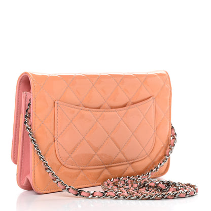 Chanel Patent Quilted Wallet On Chain WOC Coral 3 of 13