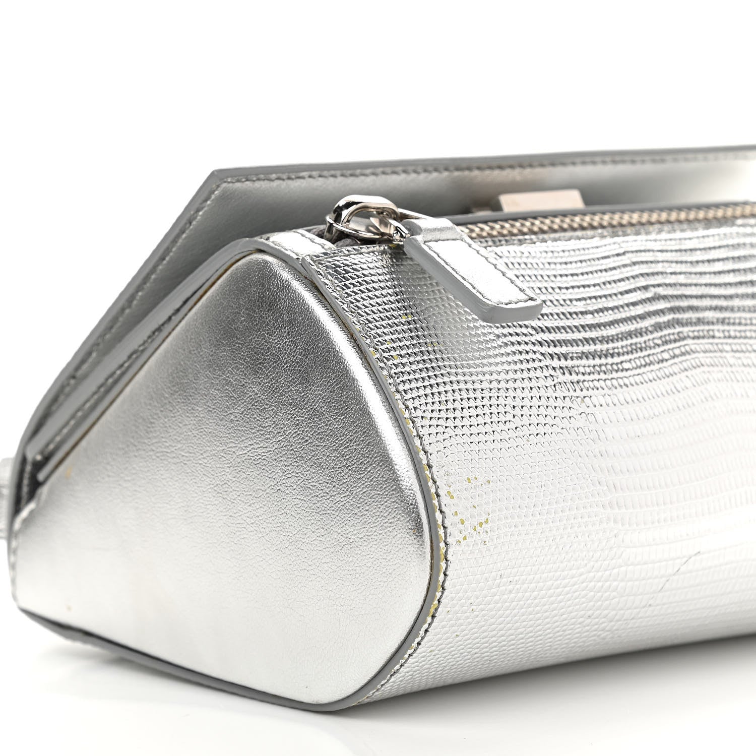 Givenchy Metallic Calfskin Lizard Embossed Mini Pandora Box Crossbody Bag Silver 9 of 14