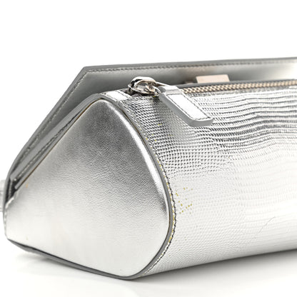 Givenchy Metallic Calfskin Lizard Embossed Mini Pandora Box Crossbody Bag Silver 9 of 14