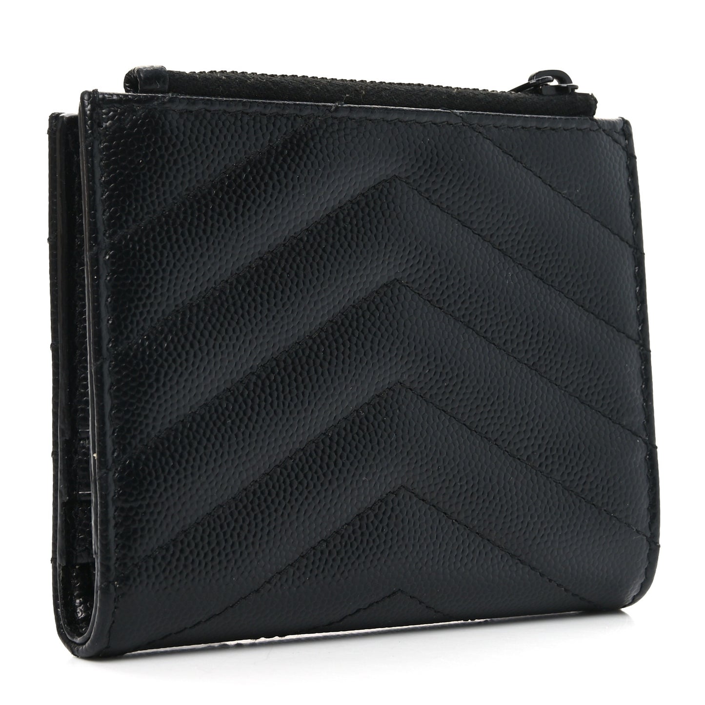 Grain De Poudre Matelasse Chevron Monogram Zipped Card Case Black