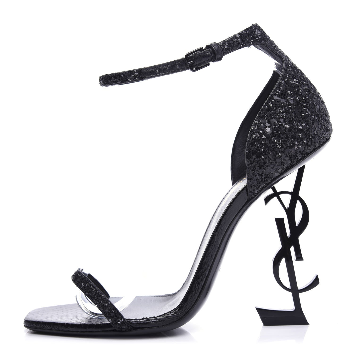 Saint Laurent Glitter Opyum 110 Sandals 39 Black 1 of 11