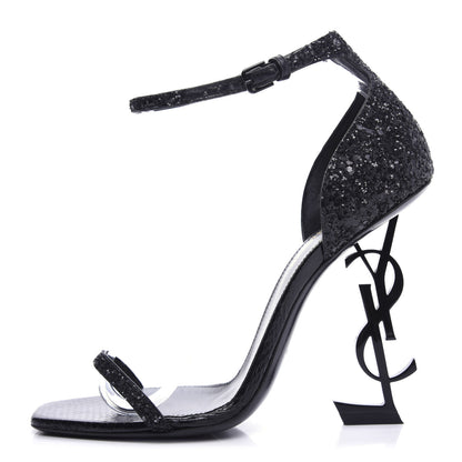 Saint Laurent Glitter Opyum 110 Sandals 39 Black 1 of 11