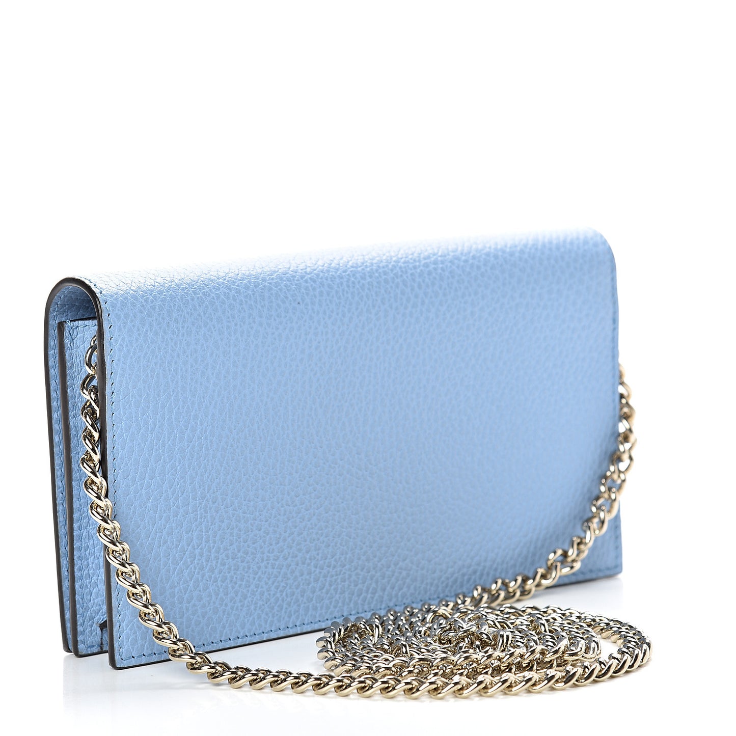 Dollar Calfskin Medium Betty Chain Wallet Mineral Blue