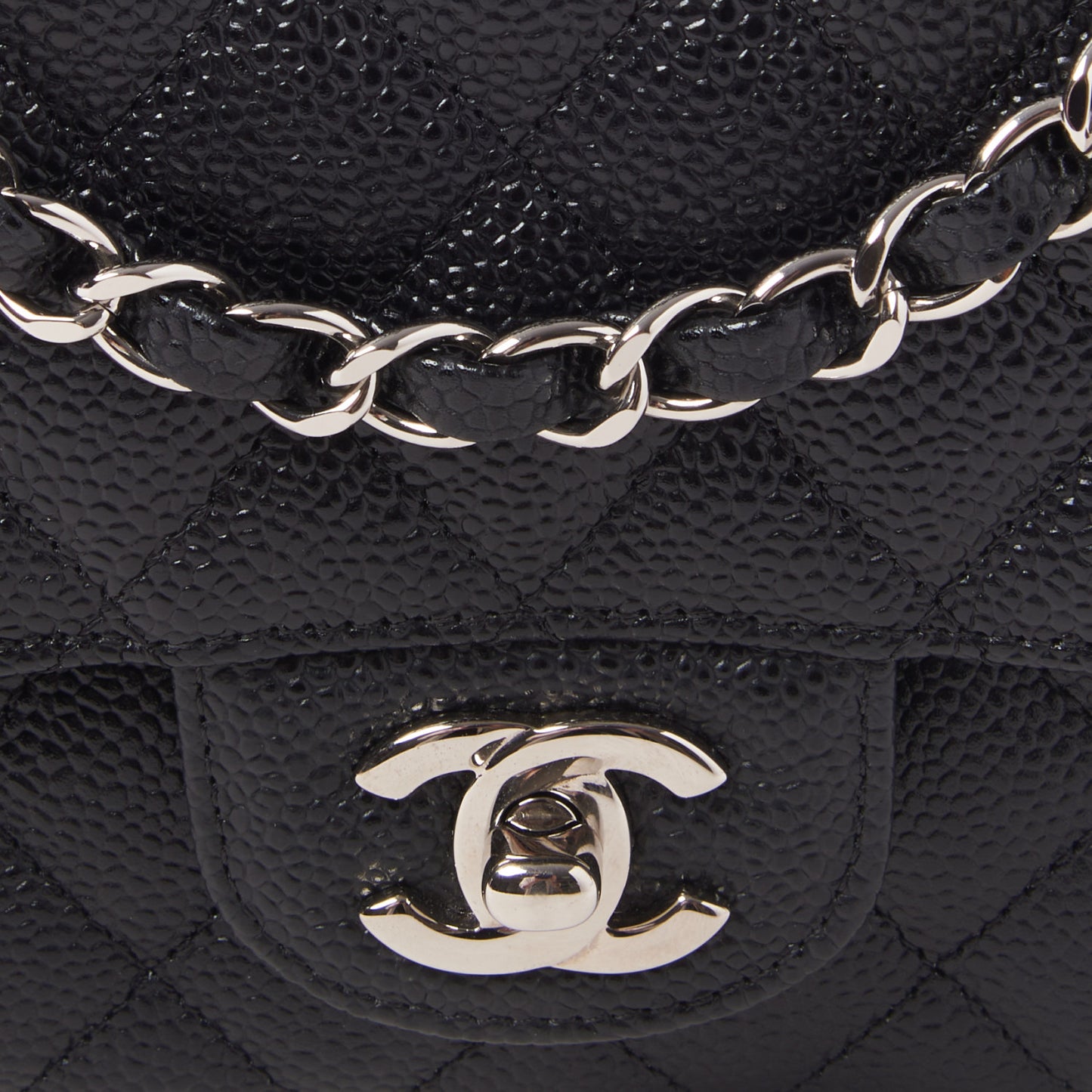 Caviar Quilted Medium Double Flap Black